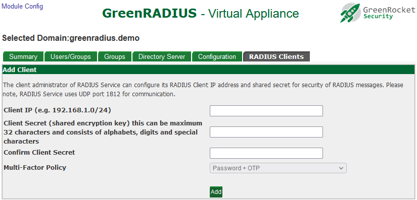 RADIUS Client Configuration