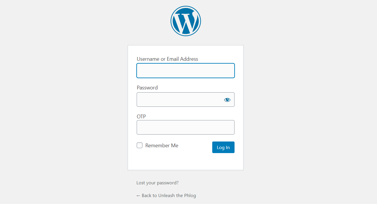 Wordpress login with GreenRADIUS