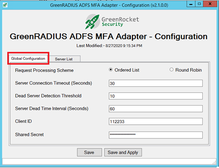 ADFS Global Configuration
