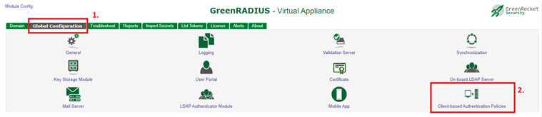 GreenRADIUS Global Configuration tab