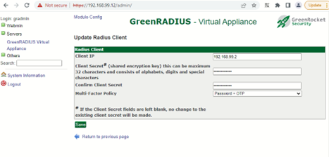 RADIUS Client Configuration