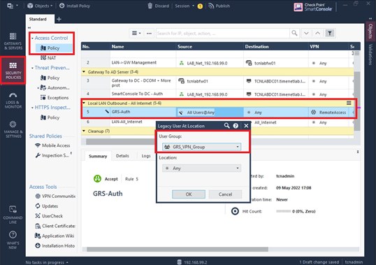 Security Policy Configuration