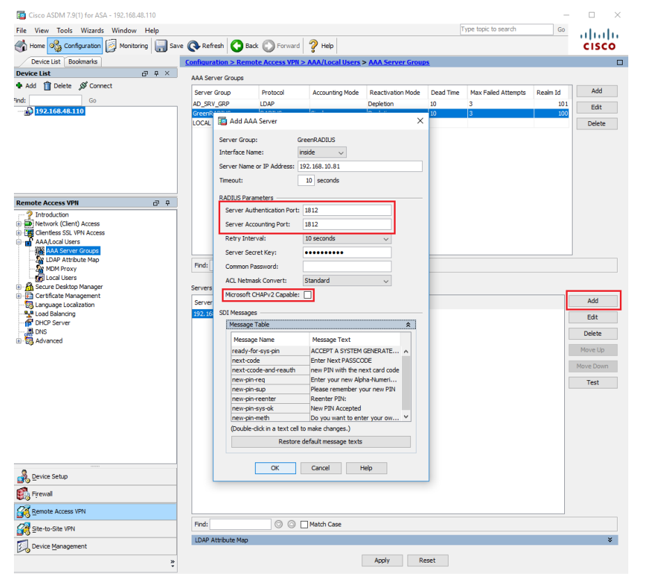 RADIUS Server Configuration