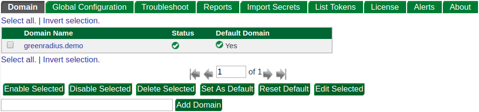 The Domains view