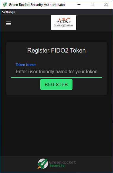 App with token registration prompt