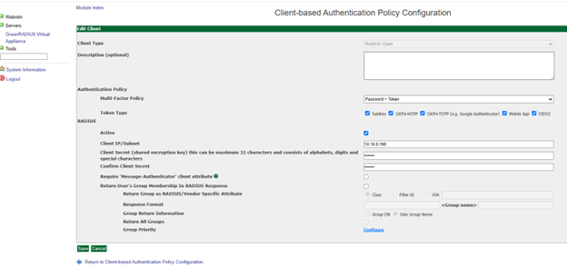 RADIUS Client Configuration