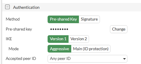 IPsec tunnel config