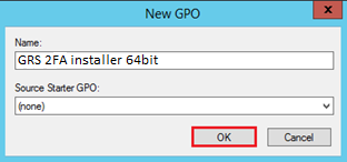 "New GPO" dialog with OK highlighted