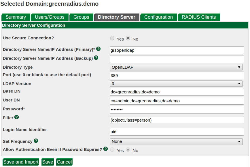 LDAP configuration