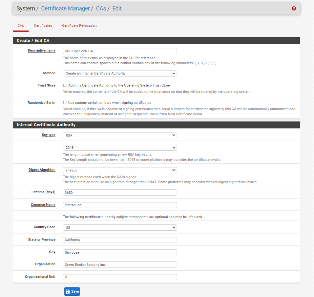 pfSense Server Configuration