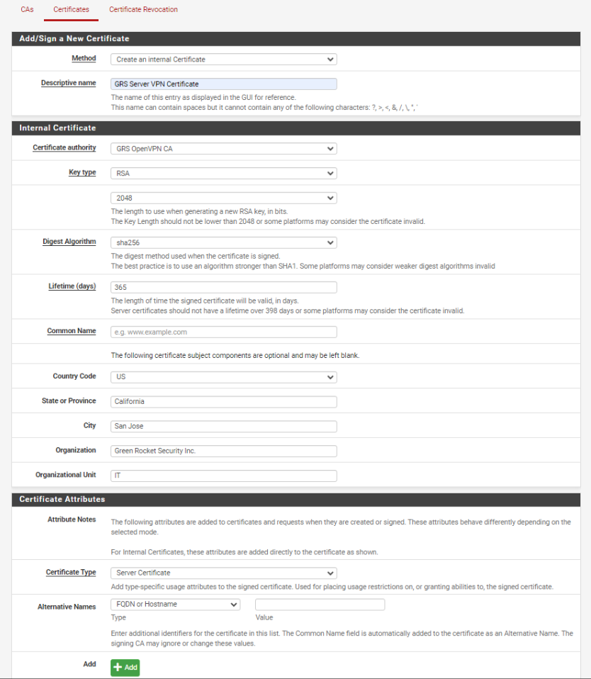 Generating the Server Certificate