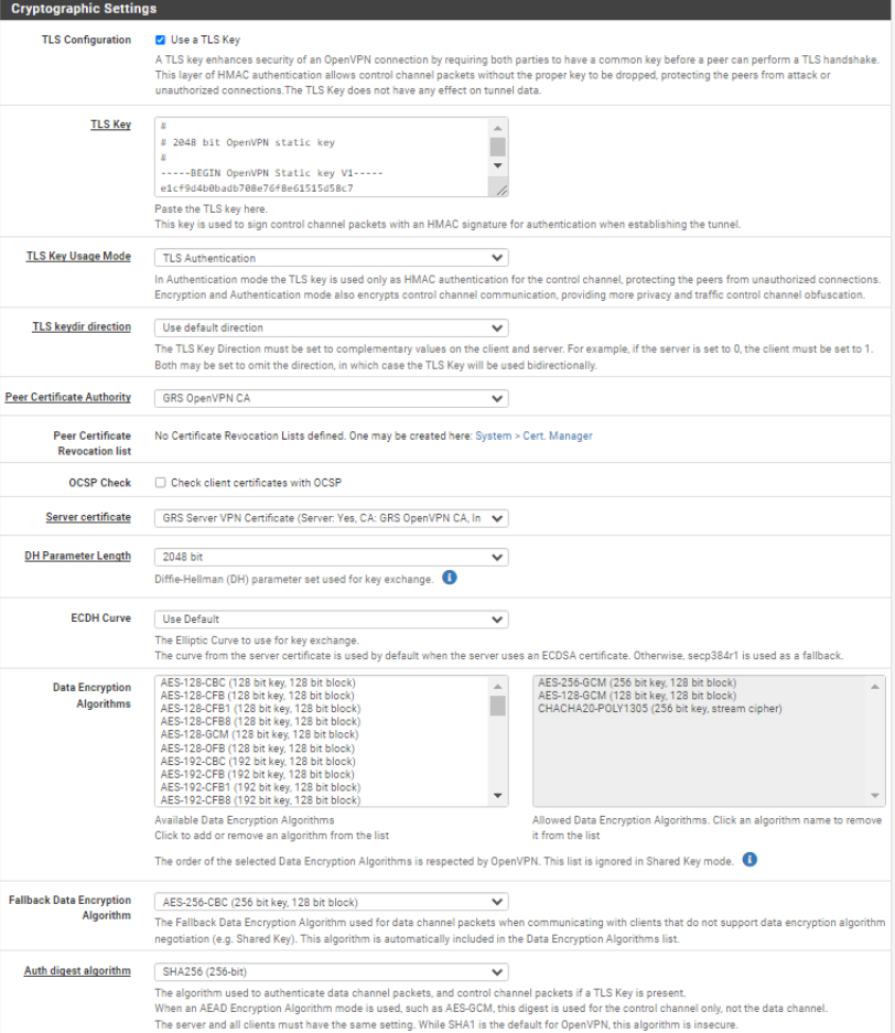 Cryptographic Settings