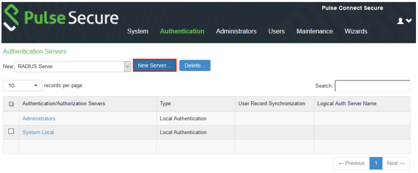 RADIUS Server Configuration