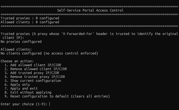 Self-Service Portal Access Control Tool