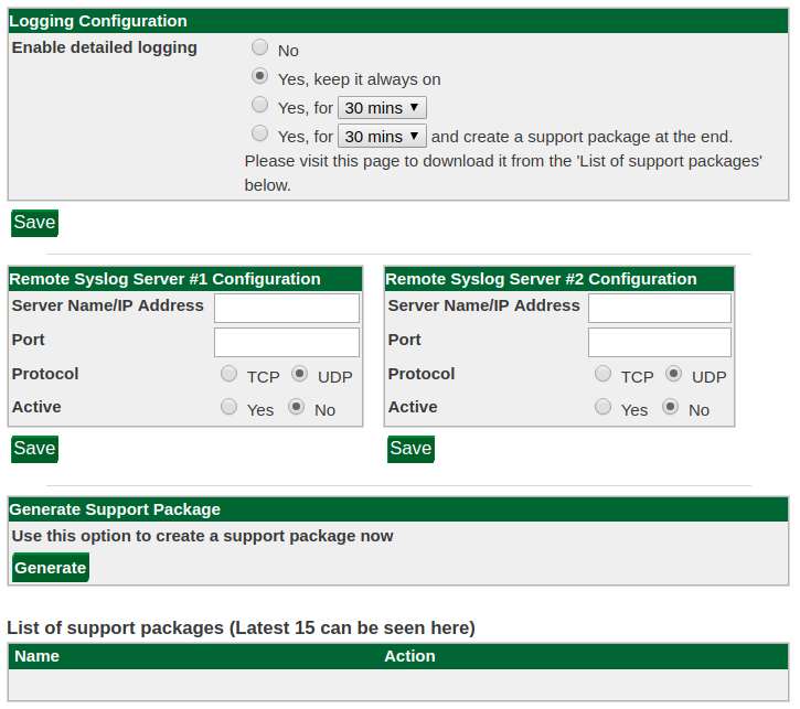 The Logging tab