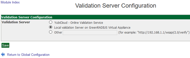 Configuring the validation server