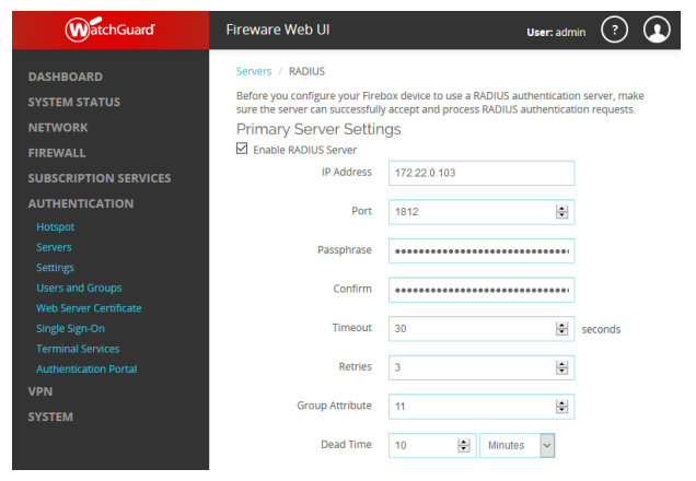 RADIUS Server Configuration