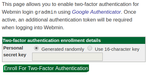 Enroll for two-factor authentication